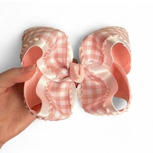 Pink Gingham Ruffle smocked bow